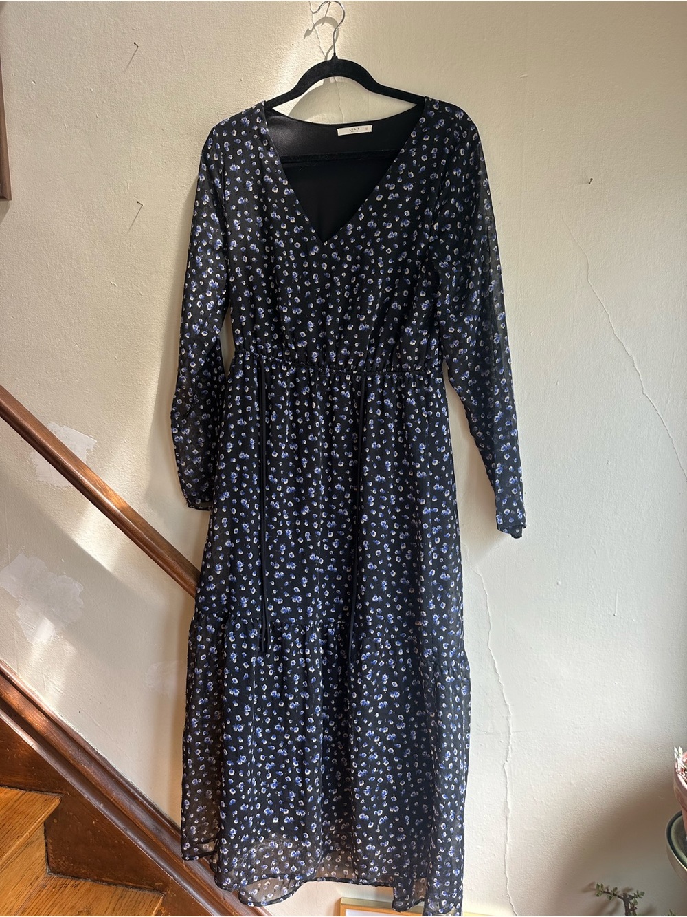 Le Lis Navy Blue Floral Maxi Dress